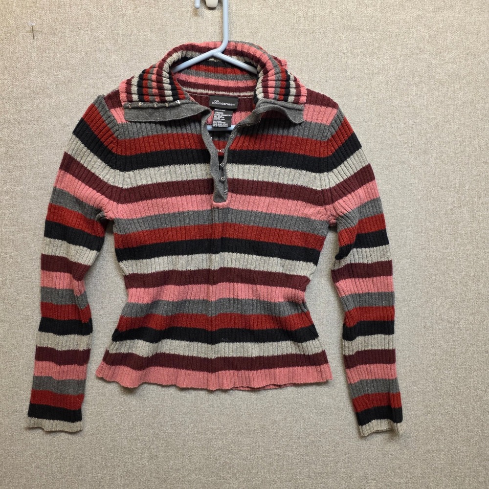 Mall Goth Striped Ribbed Knit Sweater XL Juniors Y2K Throwback Grunge